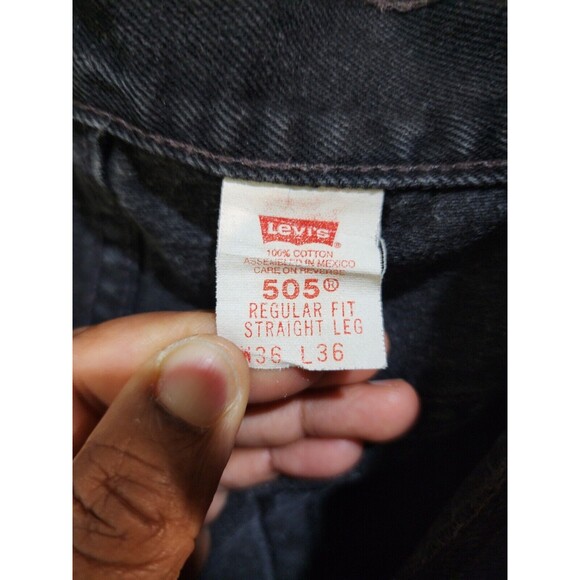 Levi’s 505 Jeans Men’s 36x36 Black Regular Fit Straight Leg Vintage - Picture 5 of 10